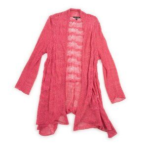 EILEEN FISHER pink sheer hole open cardigan sweater size M